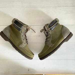 Sebago x  Vane Artisan Collection Scout Olive Leather Worker Boots Sz 9